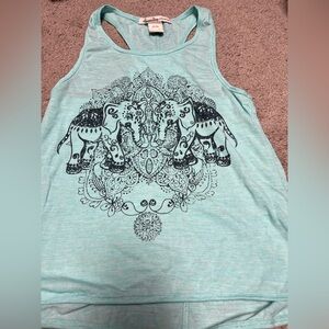 American Rag Aqua Elephant Print Tank Top